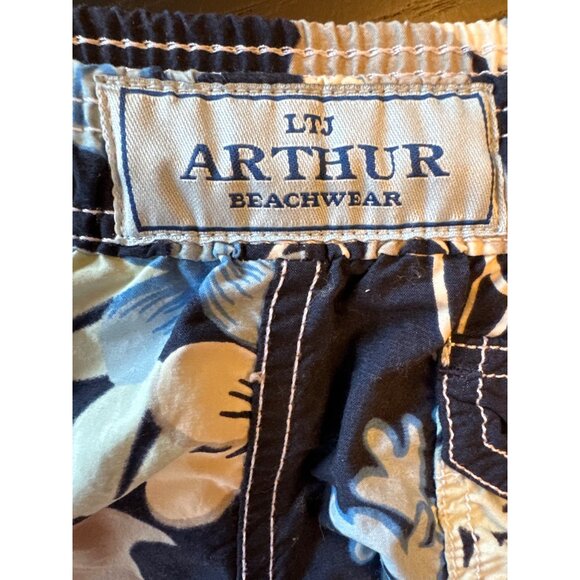 Ltj Arthur Beachwear Boys Floral Swim Trunks 10 Ans Navy & Light Blue - Picture 4 of 4